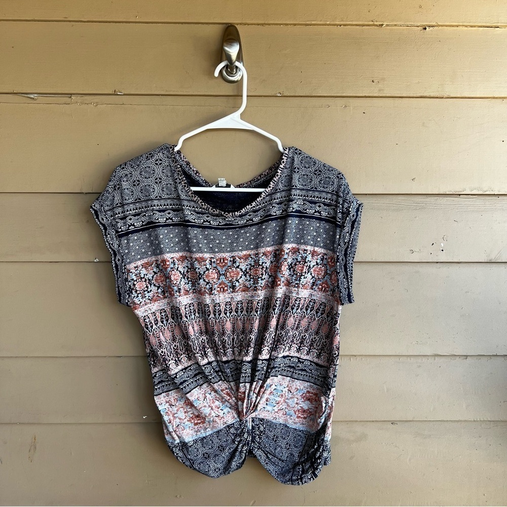 Lucky Brand Boho Short Sleeve Top - Size S - Casual Comfy Modest